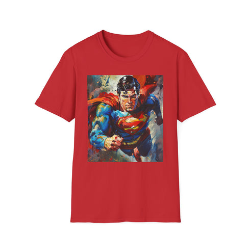 Charcoal Superman T-shirt with vibrant superhero portrait in soft cotton fabric