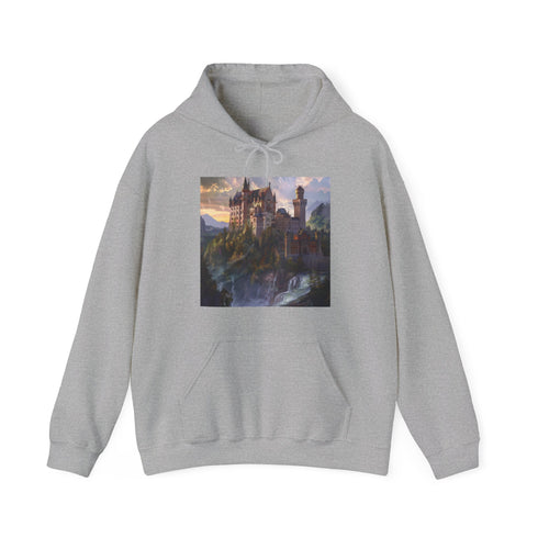 Towering Dreams Navy Castle Fantasy Hoodie for Men and Women