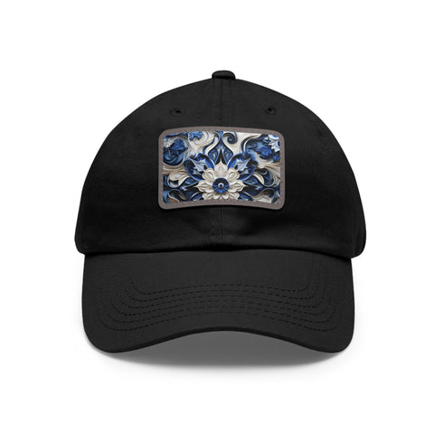 Midnight Cerulean Porcelain Baseball Cap with White Rectangle Patch
