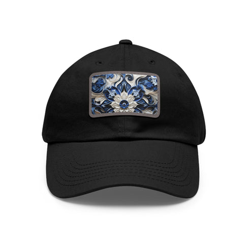 Midnight Blue Texture Baseball Cap with White Patch and Rectangle Shape