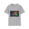 Charcoal cotton T-shirt with vibrant neon watercolor hero graphic