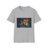 Charcoal cotton T-shirt with vibrant neon watercolor hero graphic