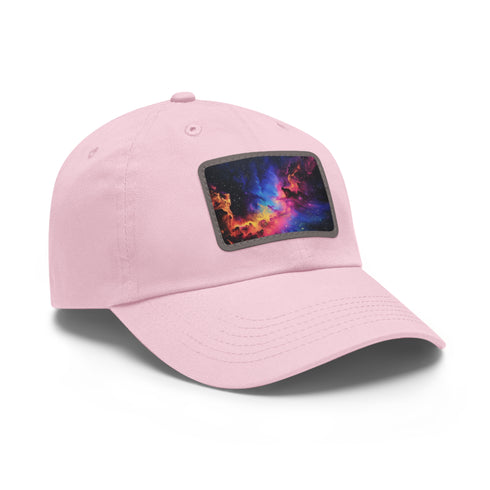Galactic Glow Baseball Cap in White with Light Brown Patch