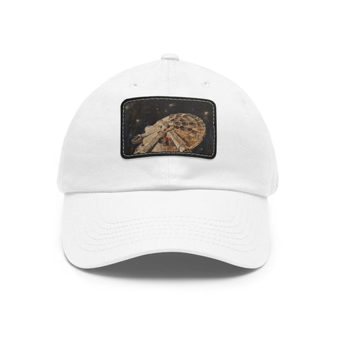 Stylish white cotton hat with Millennium Falcon patch for Star Wars fans.