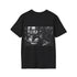 Charcoal cotton crew neck tee with Gotham Knight graphic design