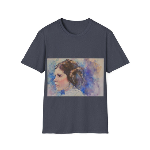 Princess Leia Watercolor Tee in Charcoal, Crew Neck, Regular Fit.
