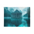 Glass Temple Submerged in Dream Lake Plush Fleece Throw Blanket