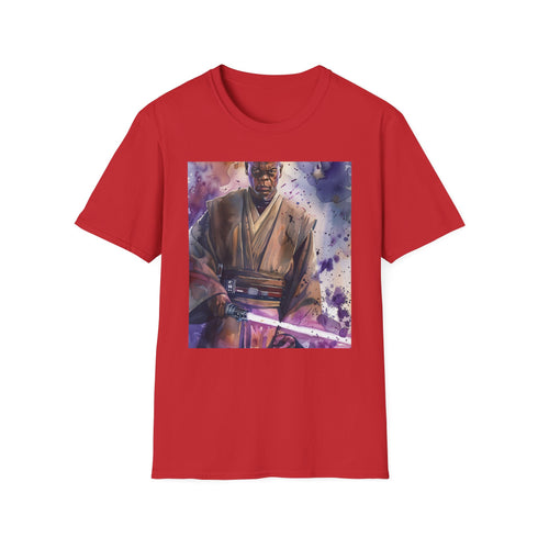 Charcoal cotton T-shirt featuring Mace Windu illustration and crew neck design