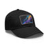 Neon space galaxy snapback cap, white/light brown patch, rectangle shape.