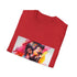 Vibrant cotton T-shirt with neon watercolor Hugh Jackman design in charcoal