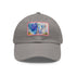 Elegant white baseball cap with Eiffel Tower watercolor design.
