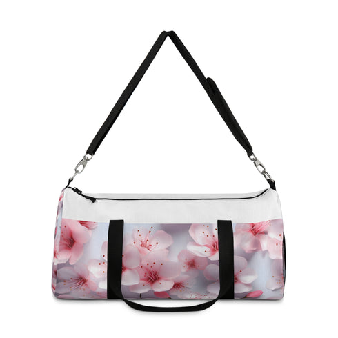 Cherry patterned 3D duffel bag for stylish travel adventures.