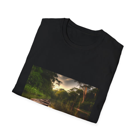 Charcoal cotton T-shirt featuring nature symphony Amazon rainforest graphic