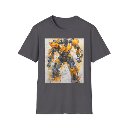 Charcoal cotton T-shirt with vibrant Bumblebee design and crew neck