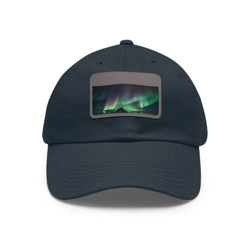 Northern lights glow baseball cap in white with light brown patch