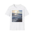 Charcoal cotton T-shirt showcasing icy Antarctic landscape design with crew neck fit