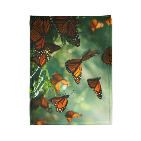 Bioengineered Butterfly Forest Plush Fleece Throw Blanket