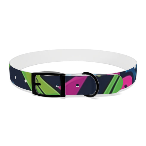 Neon Urban Graffiti Dog Collar in Size M, Black Onyx.