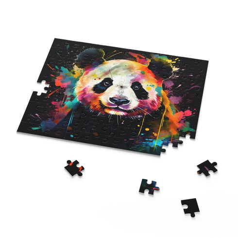 Joyful panda watercolor puzzle with 120 pieces.