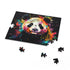Joyful panda watercolor puzzle with 120 pieces.