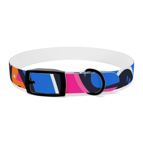 Neon graffiti urban dog collar in M size, black onyx.