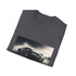 Charcoal cotton crew neck t-shirt featuring a vibrant racing Bugatti design