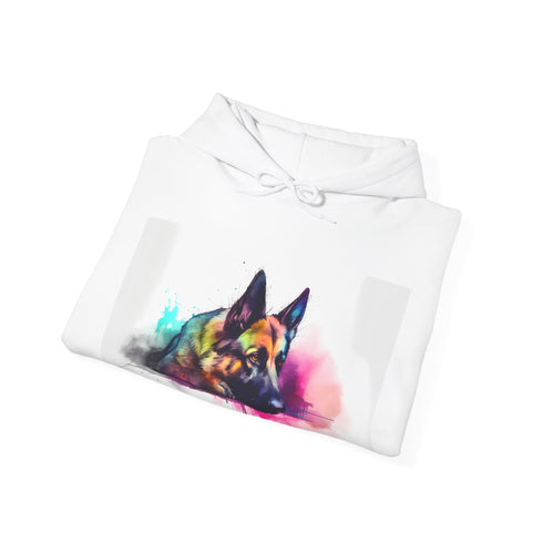 Standing Guard GSD Watercolor Navy Hoodie - Men's Regular Fit