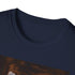 Charcoal cotton crew neck T-shirt with ancient Petra-inspired graphic design