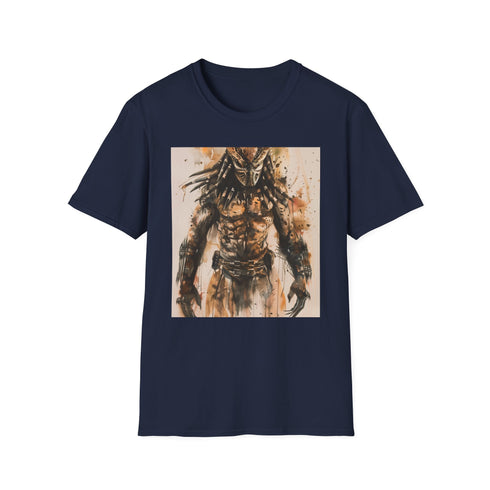Charcoal cotton crew neck T-shirt featuring iconic Predator design