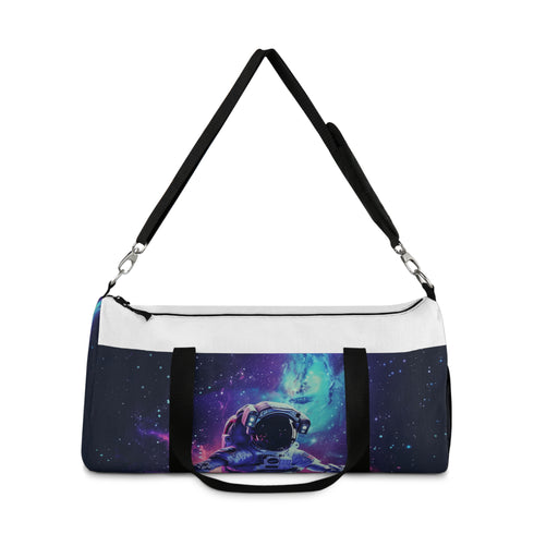 Cosmic explorer duffel bag with space astronaut design for adventurers.