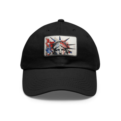 American flag baseball cap with unique line drawing splash design.