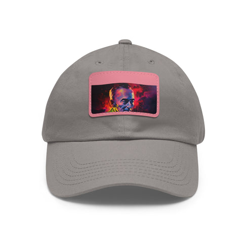 Vibrant neon baseball cap in white with light brown patch.