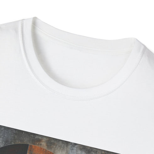 Charcoal geometric pattern T-shirt with crew neck and regular fit