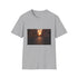 Charcoal cotton T-shirt with vibrant Rome golden hour cityscape graphic