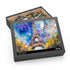 Watercolor Eiffel Tower jigsaw puzzle, 10" x 8", 120 pieces.