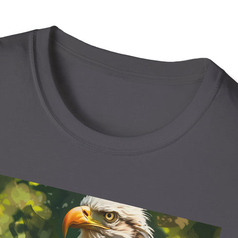 Majestic Eagle Flight on Charcoal Cotton T-shirt.