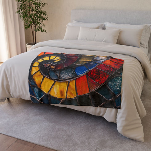 Shattered Stained Glass Forming Serpent Plush Fleece Throw Blanket