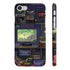 Retro gaming phone case with colorful pixel art design for iPhone.