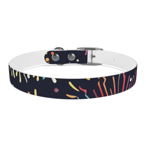 Vibrant Festive Fireworks Dog Collar for Medium Dogs in Black Onyx