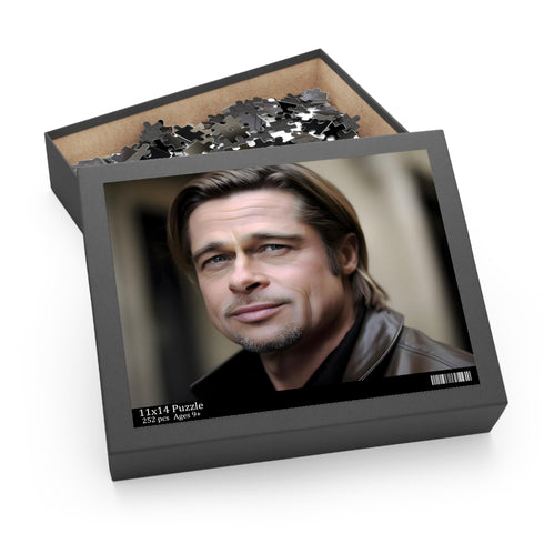 Brad Pitt celebrity jigsaw puzzle featuring Hollywood heartthrob.