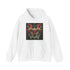 Tribal navy hoodie with animal totem silhouette and intricate patterns.