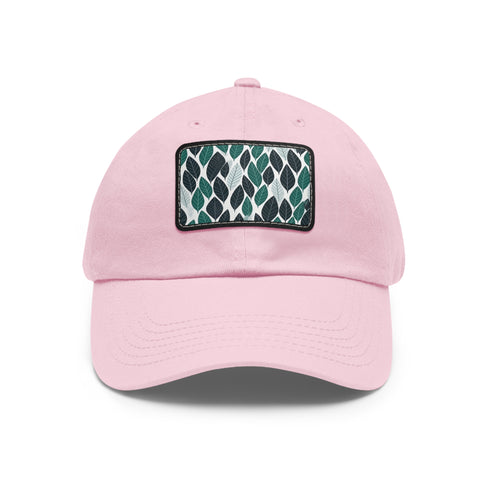 Green leaf pattern cotton baseball cap with unique ferret design.