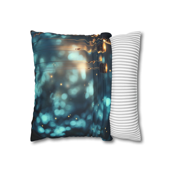 Mystical Wind Chimes Glowing in Night (Edition II) — 40×40 Cushion Cover — Sofa & Living Room Lifestyle View