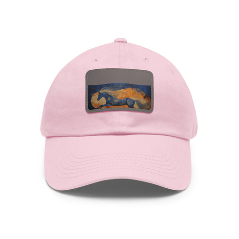 Abstract horse full body textured cotton baseball cap in white.