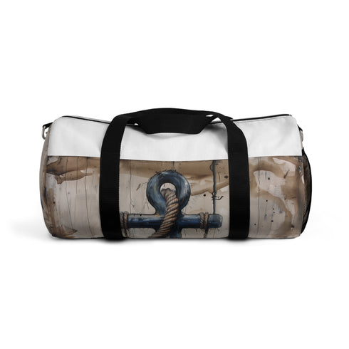 Nautical themed duffel bag with stylish anchor and rope design.