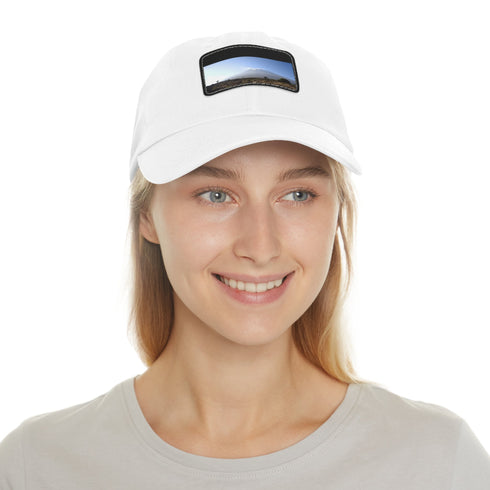 Kilimanjaro Summit Adventure Cap in white with light brown rectangular patch.