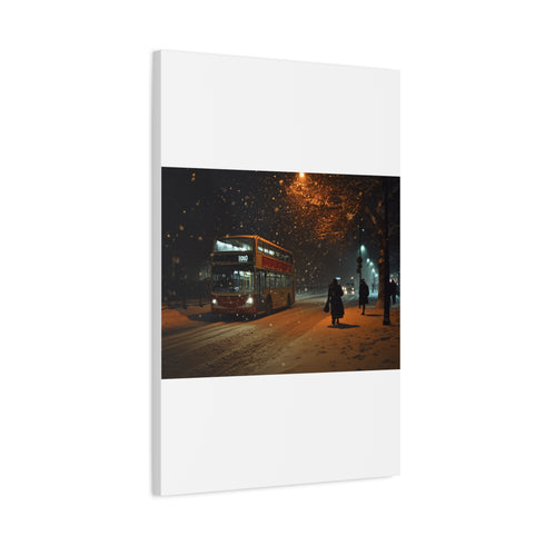 London Winter Snowfall Illuminated Evening Stretched Canvas Wall Art - View 4 | Prints With Passion