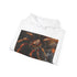 Navy tarantula molting hoodie with vibrant anatomy illustration.