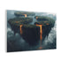 Floating Islands Orbiting a Volcano Stretched Canvas Wall Art