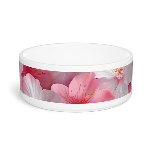 Cherry Blossom Pet Bowl in Pink Ceramic for Dogs and Cats